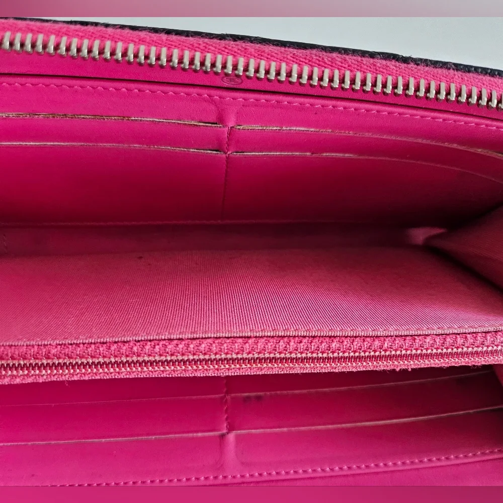 Chanel Black Caviar Quilted Zip Around Long Wallet